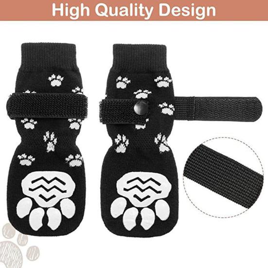4Pcs Dog Socks Super Soft Fastener Tape Non-Slip Breathable Easy-wearing Decorative Cotton