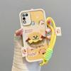 KEYSION Cartoon Cute Plush Embroidery Case for Infinix Hot 11 Play with Lanyard PU Leather Shockproof Phone Cover for Infinix Hot 10 9 Play