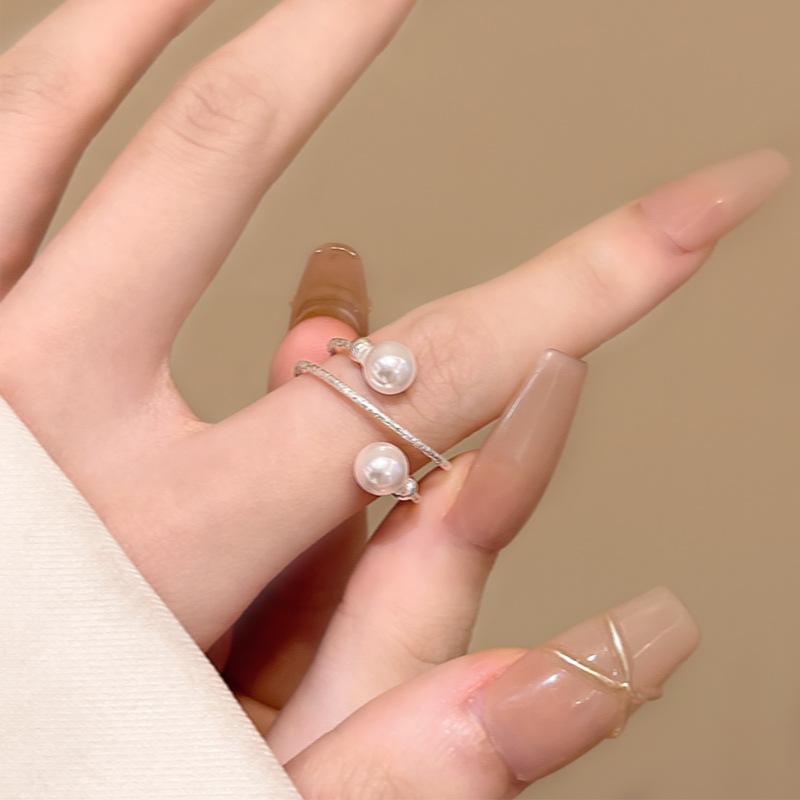 ins wind pearl open ring women s niche design adjustable ring ring popular jewelry open adjustable