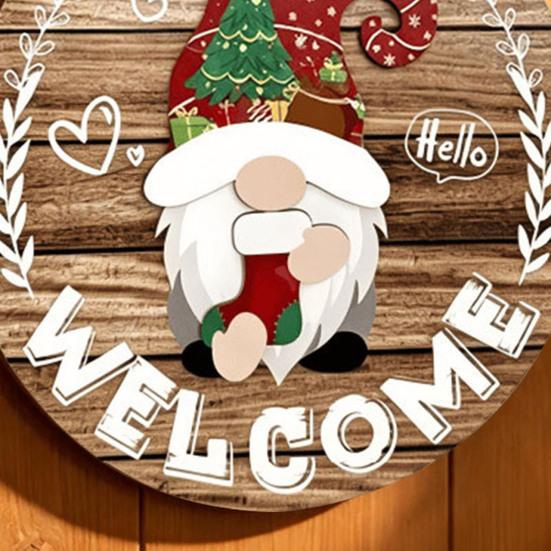 Rustic Wall Decor for Porch DIY Wooden Gnome Welcome Sign Front Door, Hanging Small Balcony with Lanyard, Decorative Plaque Farmhouse Home Entryway