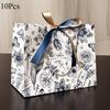10 Pack Vintage Floral Gift Bags with Ribbon, Assorted Sizes, Paper Party Favor Bags for Birthday, Christmas, New Year, Wedding, Bridal Shower