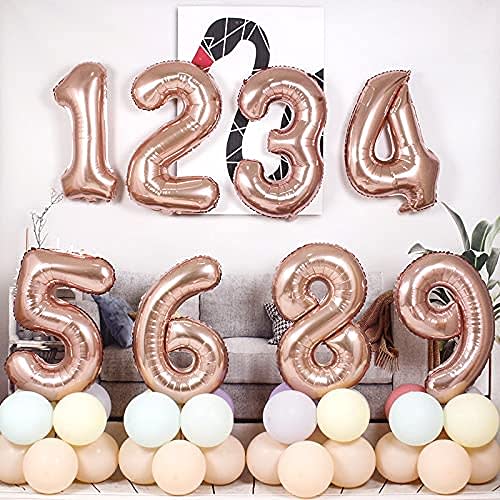 Number Balloon Number Balloon Aluminum Balloon 40 Inch Large Birthday Happy Birthday Decoration Wedding Anniversary Party Approx. 90cm (0, Rose Gold)
