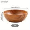 Cuenco de madera de Acacia para ensalada, cuenco de madera antiescaldado para niños, adecuado para decoración de helados de frutas y verduras, 1 Uds.