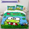 3pcs Sanrio KEROKERO KEROPPI1 Design Cover Set - HD Printed Bedding with 1 Cover and 2 Pillowcases - Perfect for Home and Dorm Decor