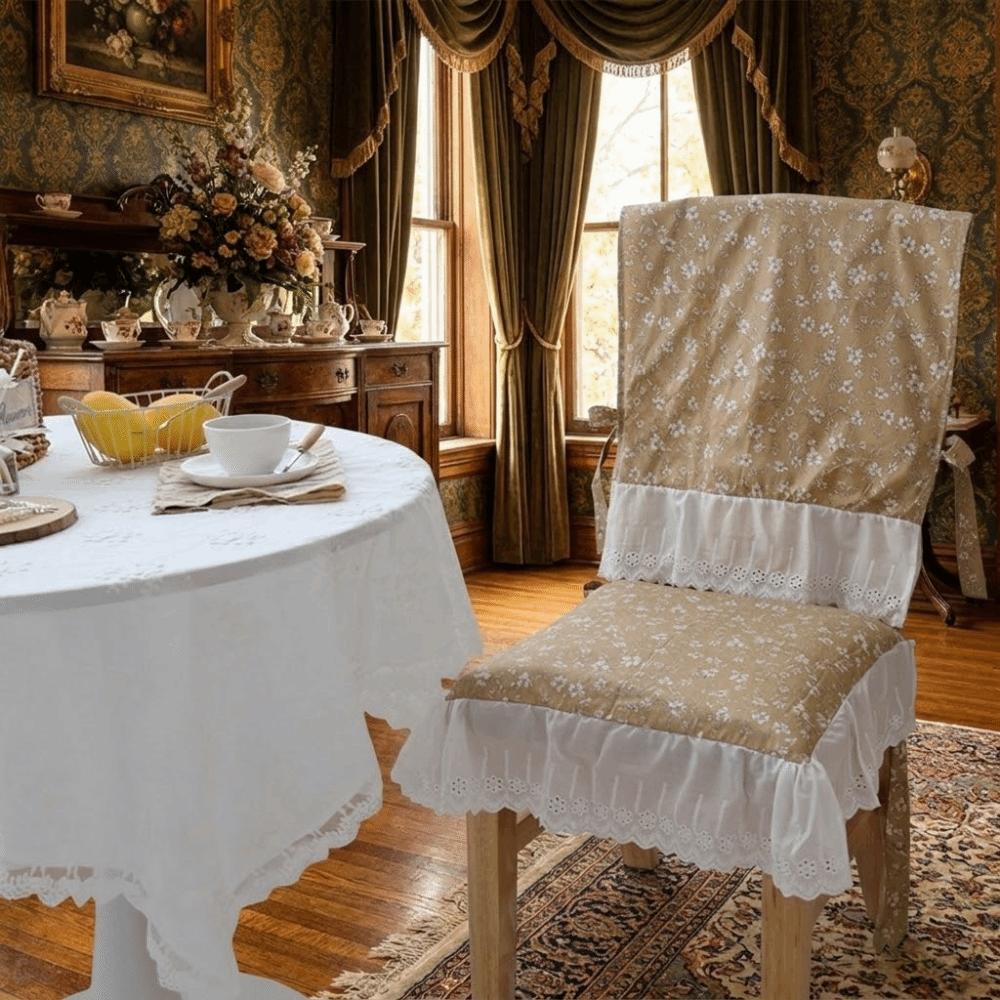 Ruffle Design Dining Chair Backrest Cover Comfortable Embroidered Lace Chair Cover Wedding