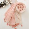 Japanese Temperament Autumn And Winter New Item Feather Print Wood Bead Tassel Versatile Artistic Ethnic Style Cotton And Linen Scarf Shawl