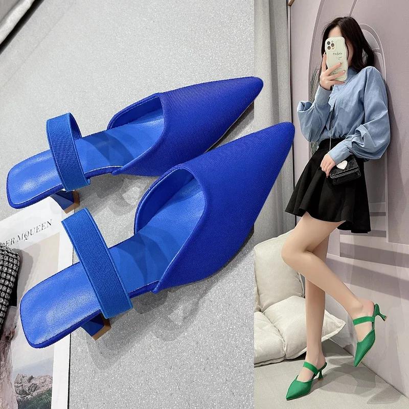 Fashion Fashion Elegant Women High Heels Lady Slingback Mules Sexy Thin Heels Party Luxury Wedding Shoes Women's Sandals 2024 Summer