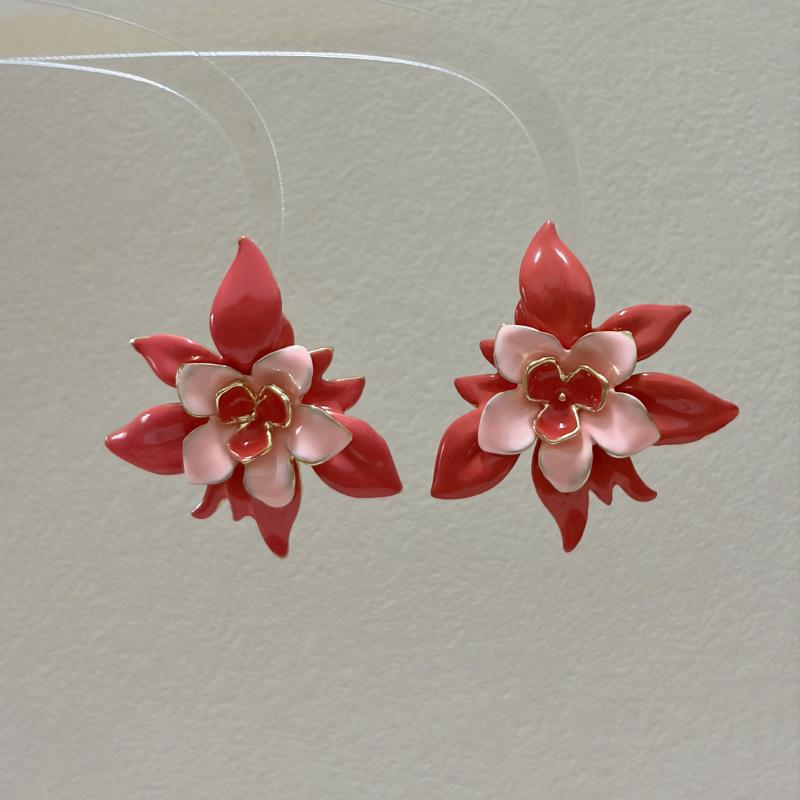 Summer New Arrival Multi Layer Flower Earrings Contrast Color Elegant Jewelry