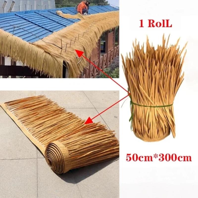 Künstliche Strohdachrolle Wetterfest Langlebig Simulierte Strohabdeckung für Terrassen Sonnenschirm Tiki Hütte Outdoor Garten Dekoration