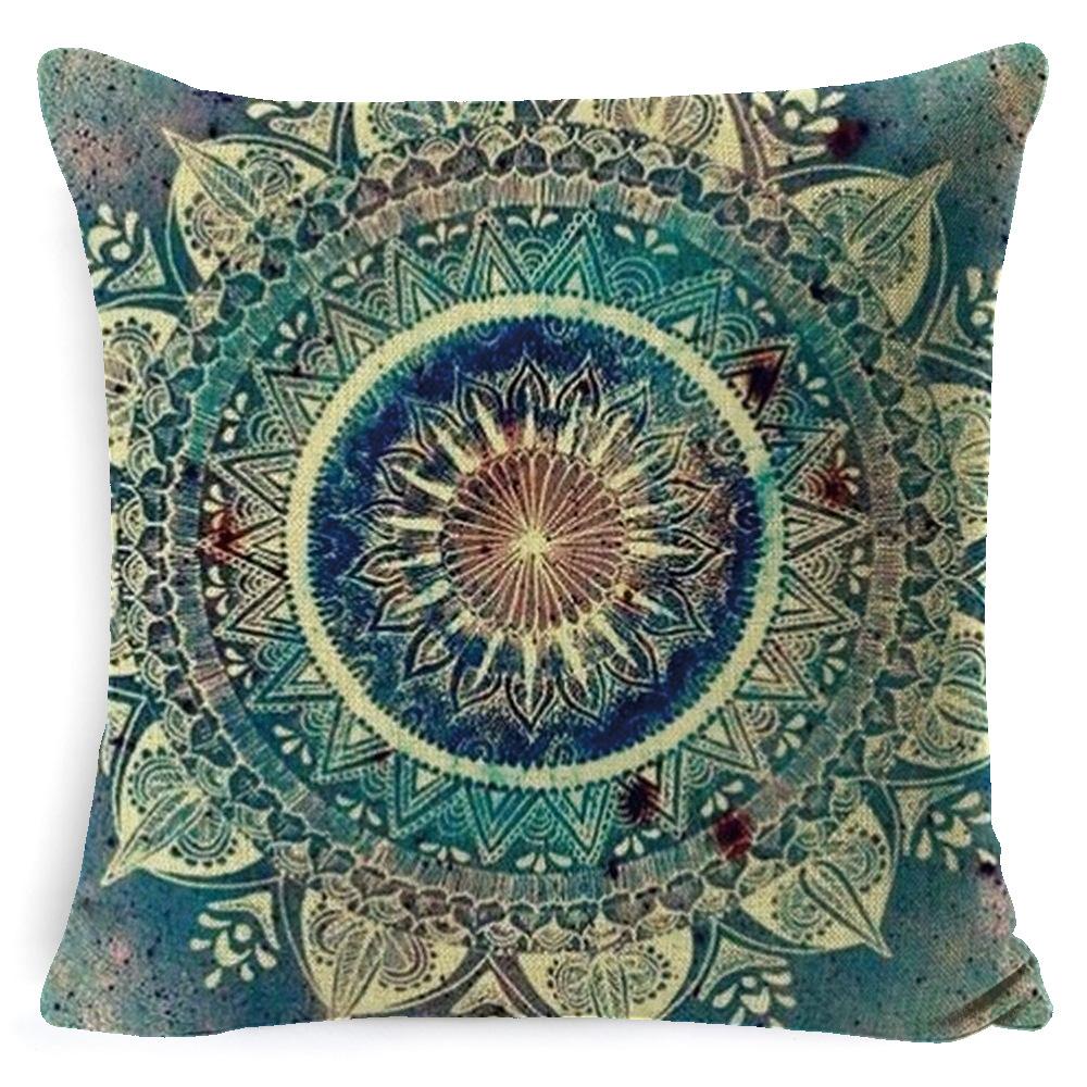 Bohemian Mandala Bedside Sofa Cushion American Vintage Linen Throw Pillow Cover
