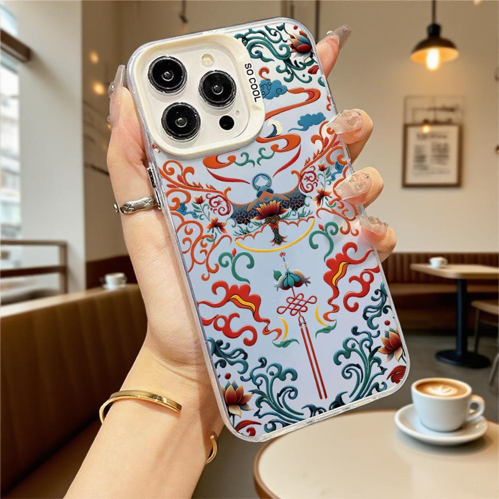 Chinese Pattern Fu Character Shockproof Phone Case for Iphone 16 15 14 13 12 11 Pro Max/Mini Anti-Scratch Premium Hard Cover