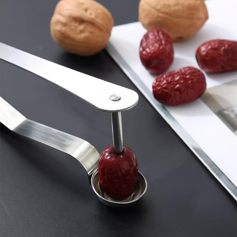 Stainless Steel Cherry Pitter & Red Date Seed Remover - One-Handed Easy Press Kitchen Tool for Quick Core Removal,Durable & Easy