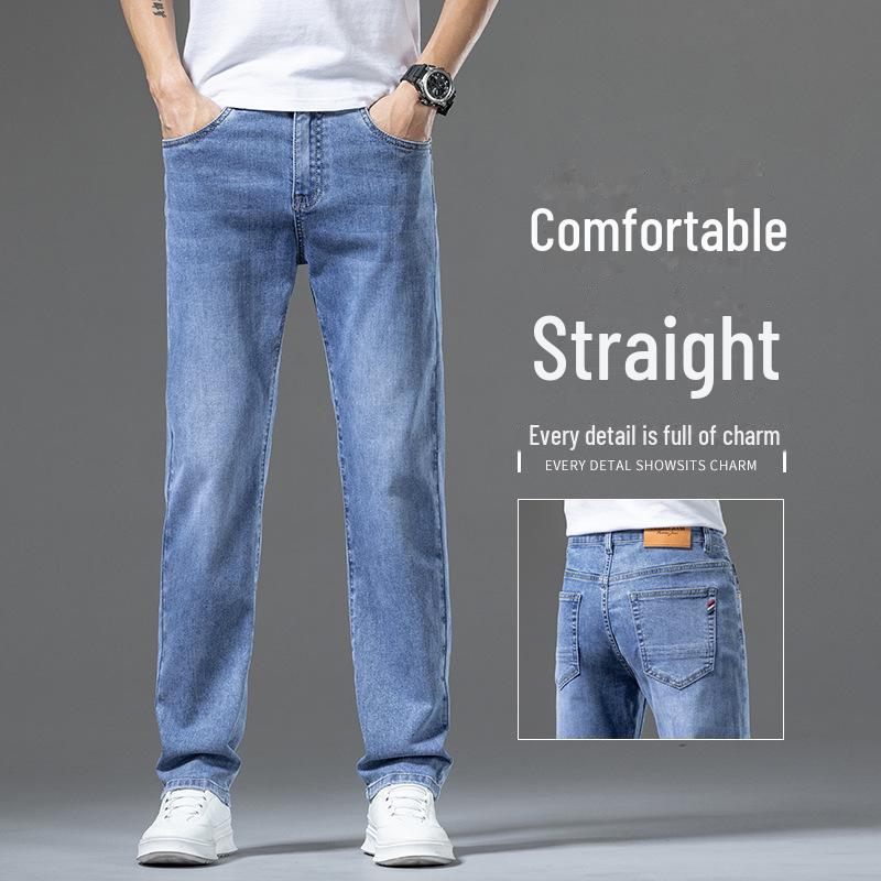 

Мужские светло-голубые свободные прямые джинсы - модные повседневные брюки весна/лето 30 белый/синий