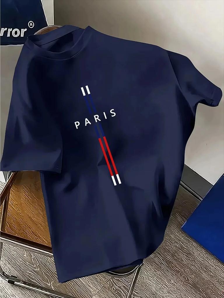 Street Trend Paris Schwarz Lässiges T-Shirt Herren und Damen Luxusmarke Oberteil