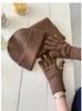 High quality% Australian wool solid color hat scarf gloves three-piece winter warm knitted suit women