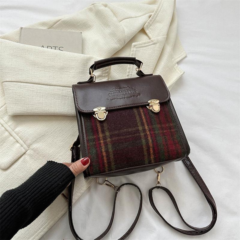 Stylish Korean Version Women's Backpack Fashionable Vintage Sling Bag In Red Brown