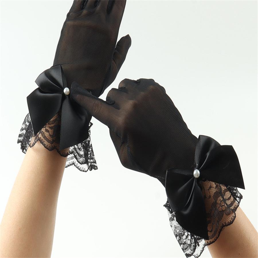 Women's Vintage Lace Bow Gloves for Evening Party Prom