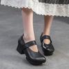 Fashion GKTINOO 2025 Spring Summer New Vintage Real Cowhide Round Toe Women's Shoes Handmade Genuine Leather Middle Heel Pumps