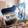 Erling Haaland Personalized Fleece Blanket With Football Logo, Custom Name Text Soft Warm Home Throw Blanket