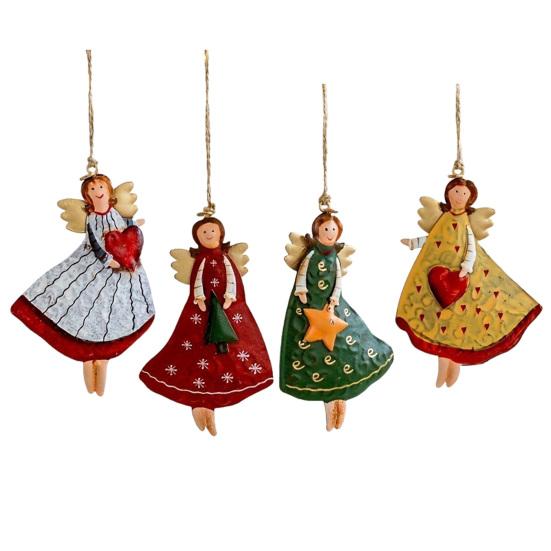 

Деревянные Ангелы Рождественские Украшения Рустикальные Фермерские Ангелы Украшения Подвесные Украшения на Рождественскую Елку для Праздничного Домашнего Декора 4pcs