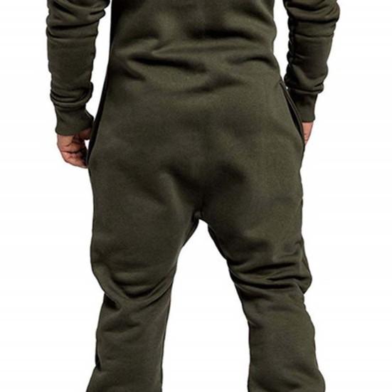 Avslappnad Herr Jumpsuit Plus Fleece Håll Värmen Vinterkläder Tjock Huvtröja Jumpsuit för