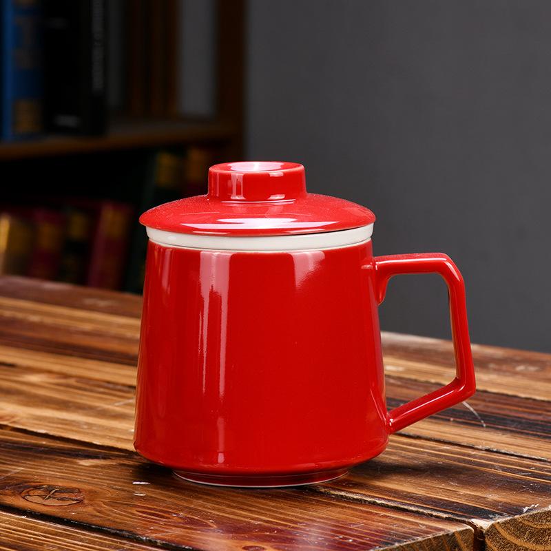 Ceramic Water Cup Teacup With Lid Office Cup Gift Box White Porcelain Cup With Filter Liner Gift