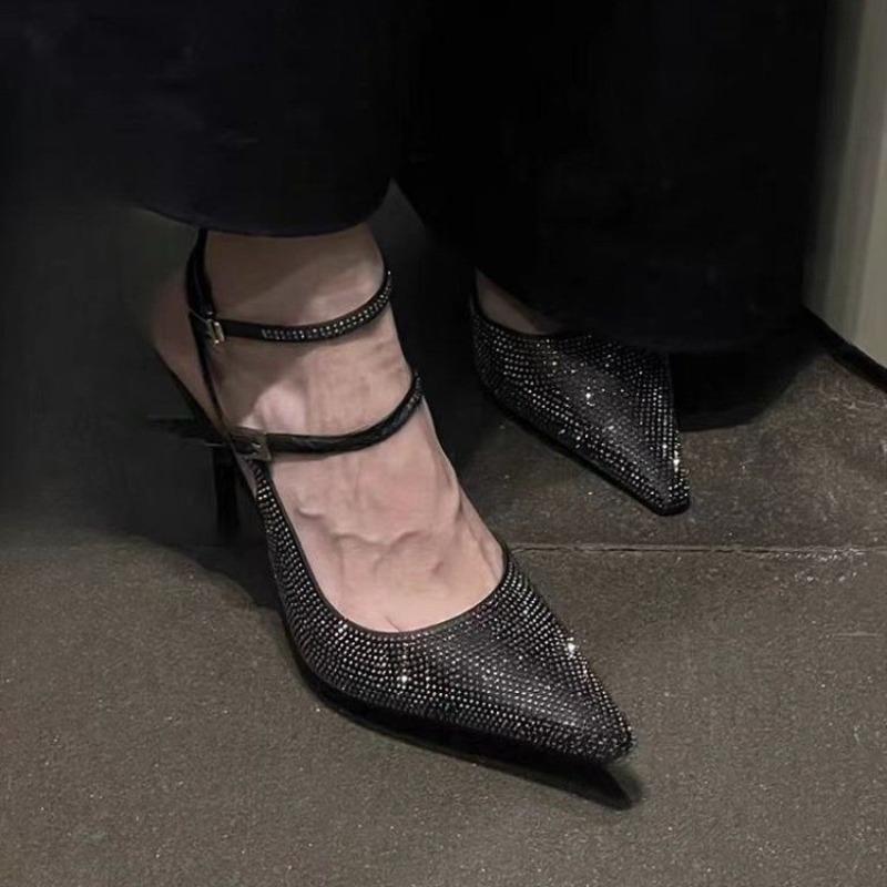 

Модная обувь Блестящие стразы Высокие каблуки Женская обувь Женские туфли-лодочки Шпилька Милые женские каблуки Свадебная обувь Женские сандалии 40 чёрный