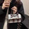 Korean Bow Pillow Bag Women Star Checkered Handbag Blue Brown Pleated Edge Shoulder Bag Cute Heart-shaped Pendant Crossbody Bag