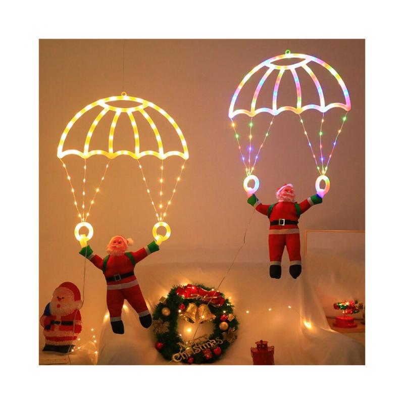 LED-Dekoration Mit Weihnachtsmann-Fallschirm, USB-Betriebene Fernbedienung, Für Den Innen- Und Außenbereich Geeignet, Ideal Für Weihnachtsfeiern Zu