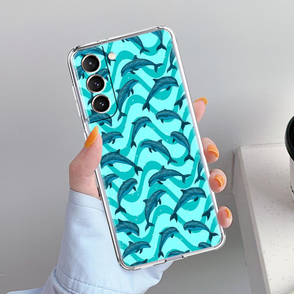 Phone Case For Samsung Galaxy S26 S25 S24 S23 S22 Ultra S20 S21 FE 5G Plus Soft Clear Cover Ocean Dolphin