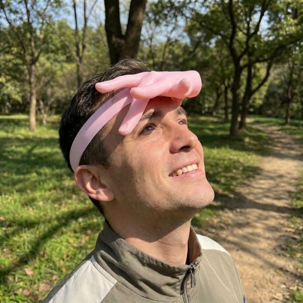 UV Protection Orchid Finger Sun Visor Novelty Plastic Palm Sun Hat Detachable Hand Adjustable Palm Visor Headband Beach Party