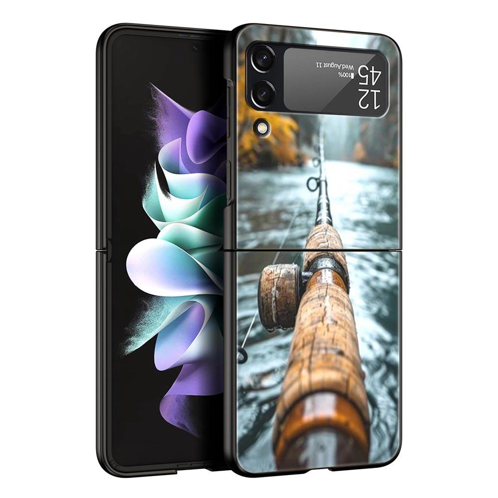 Hunting Fishing Man Hard PC Phone Case For Samsung Galaxy Z Flip 7 6 5 4 Black Cover For Galaxy Z Flip 3 Foldable Fundas Shell
