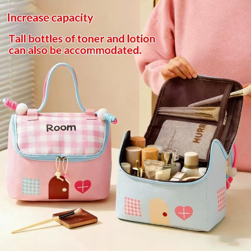 Waterproof Cosmetic Bag High Capacity House Shape for Travel Storage
