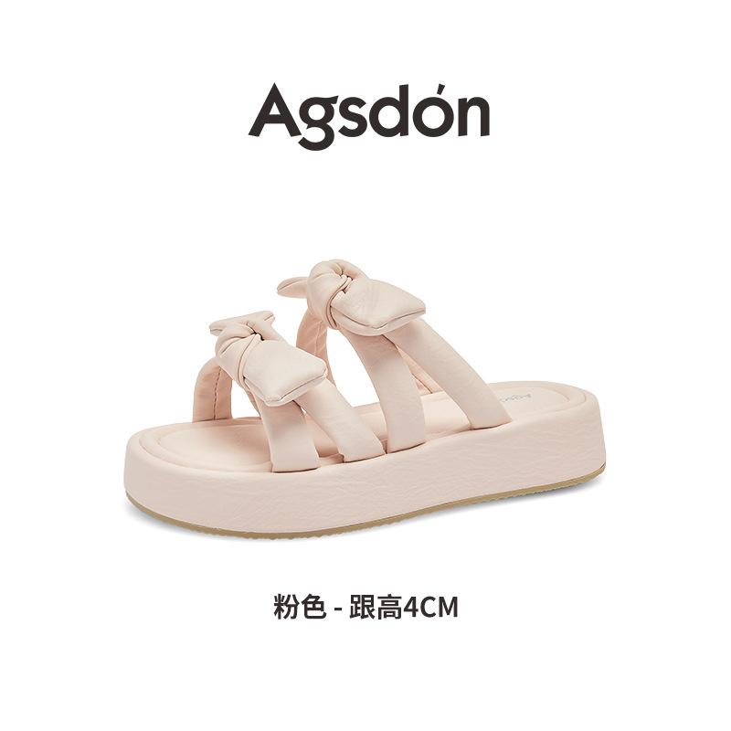 Augustine Platform Slippers Women's Outer Wear Summer 2025 New Bow with Skirt Seaside Beach Cool Slippers