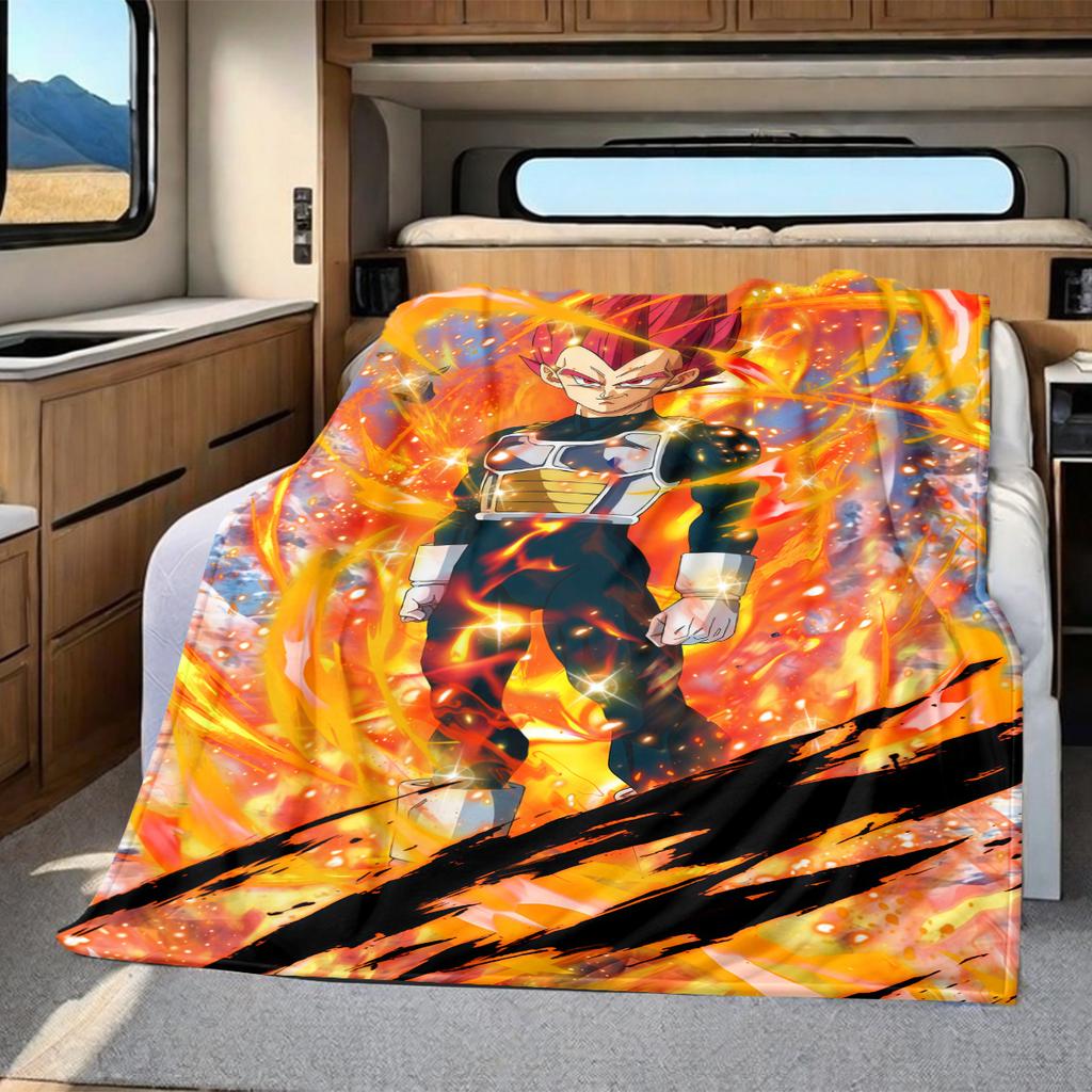 1PC Dragon Ball Z  Print Flannel Blanket, High quality All Seasons, Home Decor, Warmth and Comfort, Perfect for Christmas Gifts
