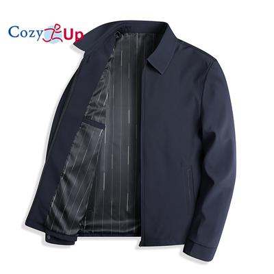 Cozy Up Ανδρικά ελαφριά μπουφάν Full Zip Up Light Coat Laydown Jacket Casual Windbreaker Jacket με τσέπες με φερμουάρ