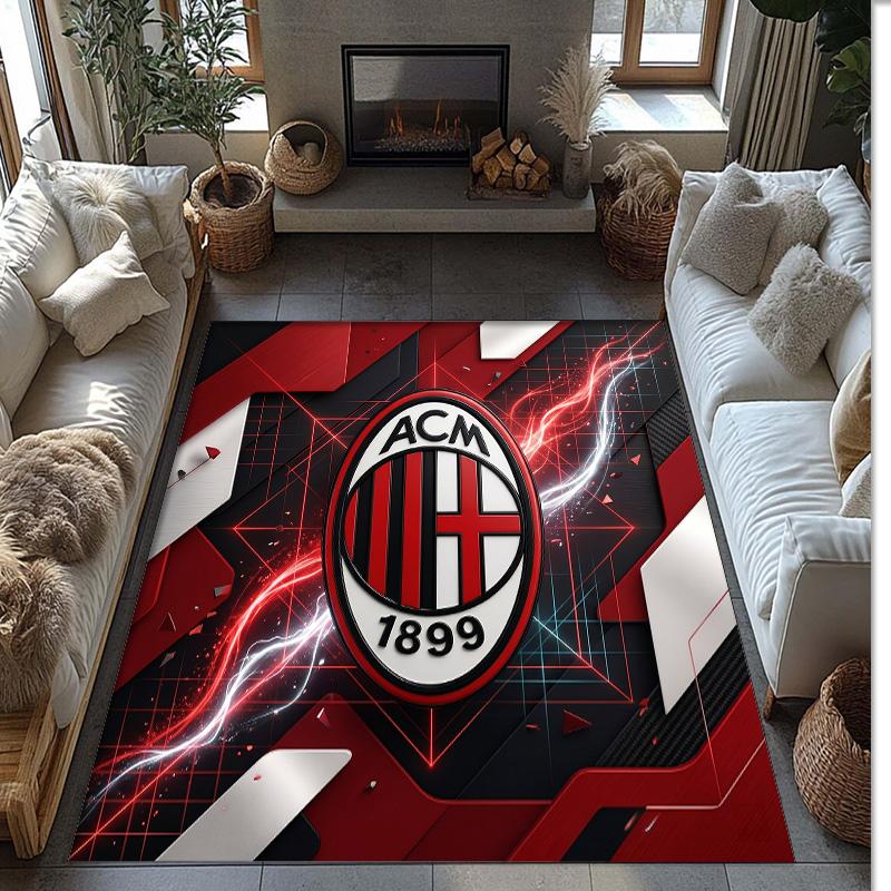 AC Milan Printed Flannel Area Rug Non Slip Soft Polyester Floor Carpet Indoor Decor Mat for Bedroom Living Room Sofa Game Room Home Decoration