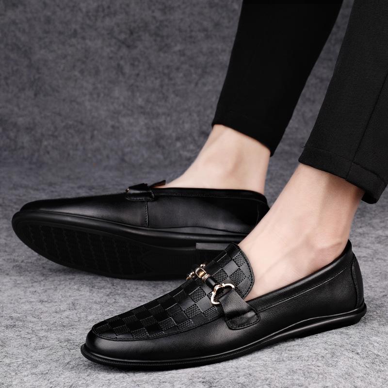 2025 Dress Shoes Men Casual Shoes Summer Genuine Leather Loafers Men Moccasins Slip On Men's Flats Breathable Driving Shoes