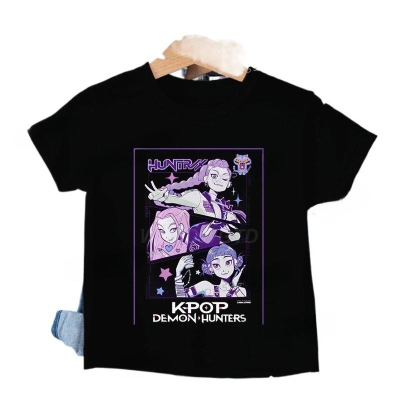Baby Girl Boy Clothes KPop Demon Hunters Cartoon Print Cool Kids Tee Harajuku Top Movie Fans Gift Summer Tshirt Tops