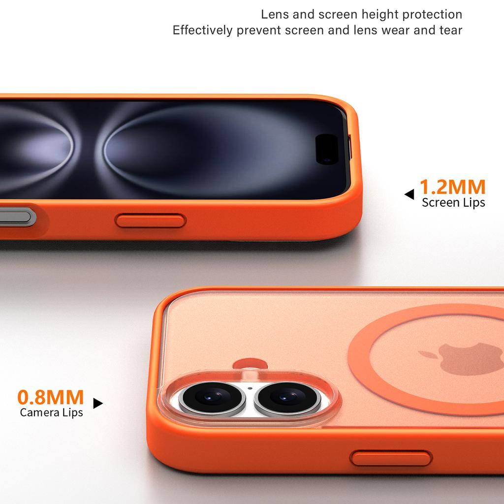 För iPhone 16 Skal Kompatibelt med MagSafe Hudkänsla Frostat PC+TPU Telefonskal