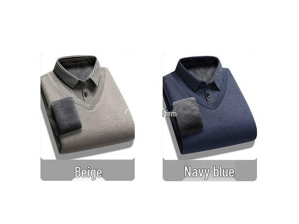 Pull d'hiver doublé polaire pour homme: Chaud Pull Deux-en-Un à Manches Longues pour l'Extérieur, Parfait pour les Pères d'Âge Moyen et les Personnes Âgées.
