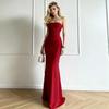 Elegant European Strapless Pleated Long Dress - Slimming & Hip-hugging Design