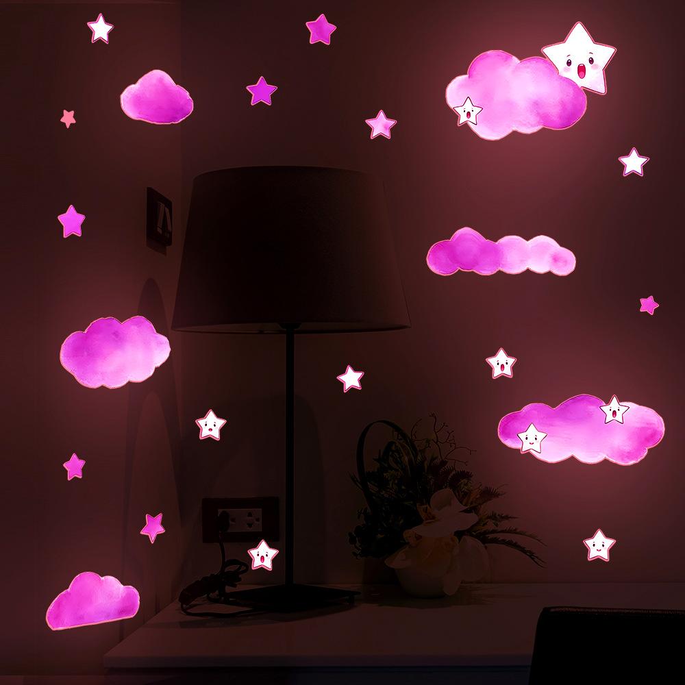 Cartoon Luminous Clouds and Stars Wall Stickers for Decoration of Living Room and Bedroom