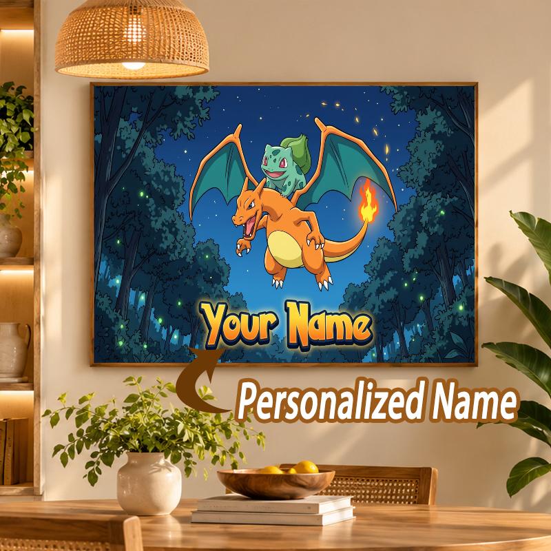 Charizard Custom Name Diamond Painting Personalized 5D Full Drill DIY Diamond Art Home Decor