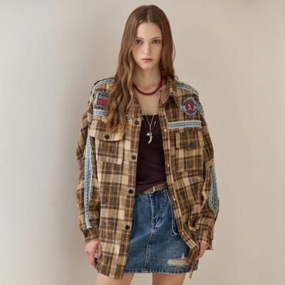 Studded Denim Patch Check Shirt Ze10qb002nh