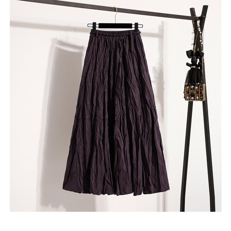 DIMANAF Plus Size Women Long Skirts Loose Casual Elastic Waist Solid Fashion Lady Autumn Clothing 2025