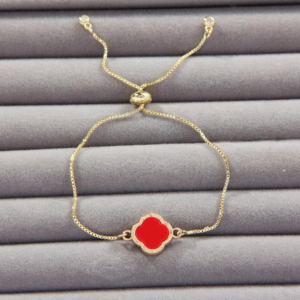Women's Adjustable Roman Numeral Four-Leaf Clover Bracelet - Fashionable, Simple, Versatile for Tourist Attractions