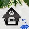 Customizable Black Metal Dog House Sign Personalized Pet Name Plaque Paw Cutout Wall Art Home Housewarming Gift