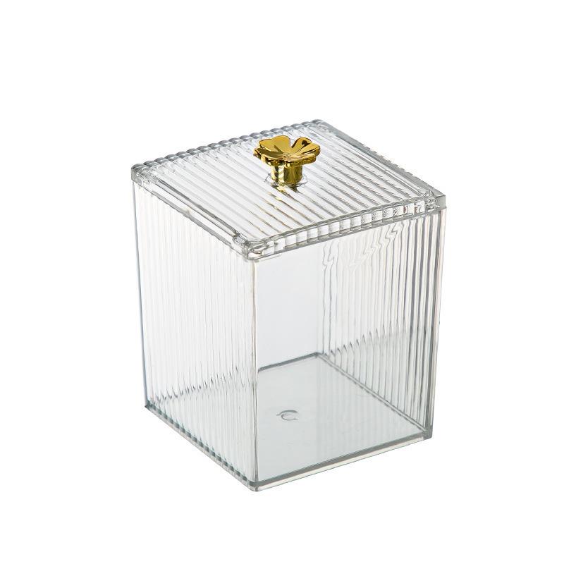 Cotton Swab Storage Box Desktop Dressing Table Dust-proof Transparent Makeup Remover Cotton Lipstick Cosmetic Box
