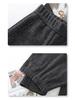 Women's Gray Woolen High-Waist Scimitar Pants - 2024 Autumn/Winter Collection